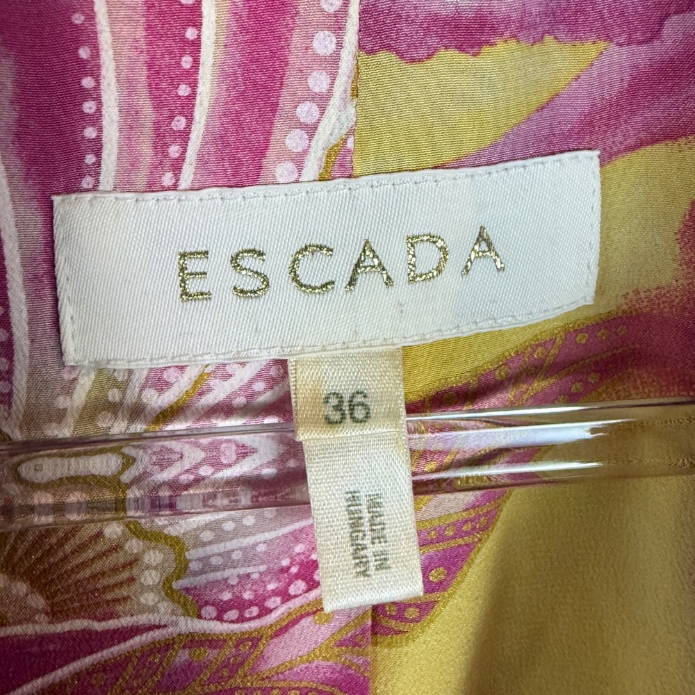 Escada Tweed Blazer Womens 36 Multi Pink Fringed Wool Silk Lined Jacket - Picture 7 of 16